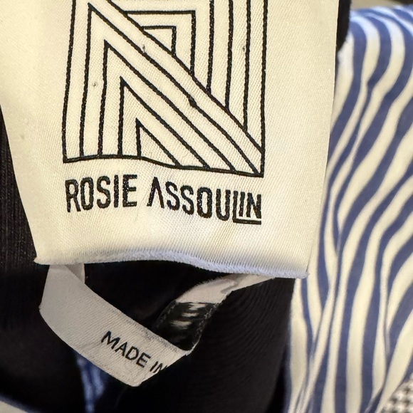 ROSIE ASSOULIN Blue & White Knit-Paneled Striped Cotton Max Dress Size 8 EUC - Picture 11 of 12